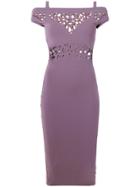 Murmur Cut-detail Fitted Midi Dress - Pink & Purple