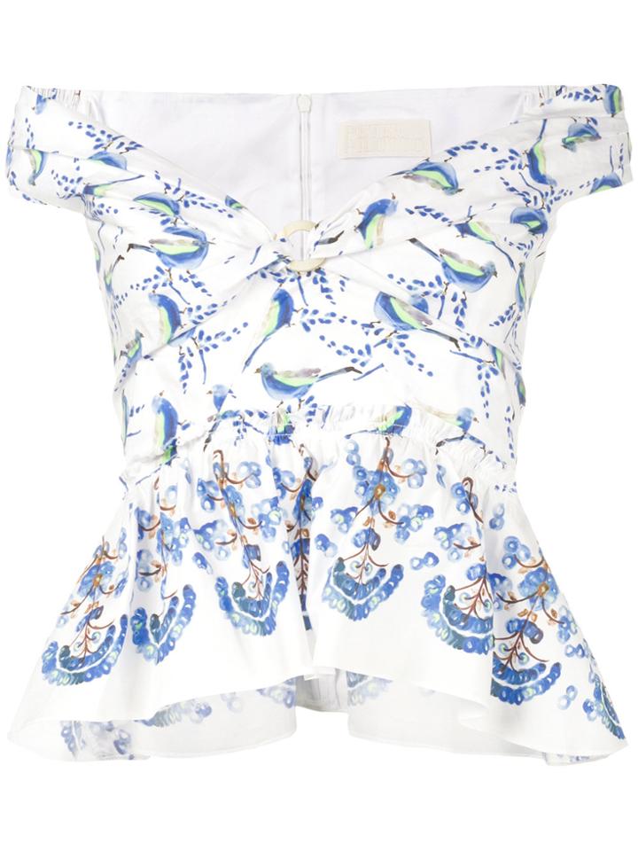 Peter Pilotto Bird Print Off-shoulder Top - White