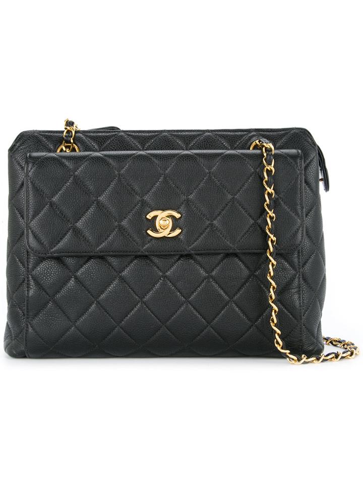 Chanel Vintage Caviar Leather Shoulder Bag - Black