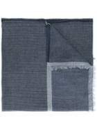 Ermenegildo Zegna Frayed Scarf, Men's, Blue, Cotton/cashmere