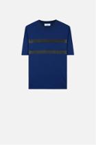 Ami Alexandre Mattiussi Striped T-shirt, Men's, Size: Small, Blue, Cotton/acrylic/polyamide