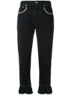 Msgm - Cropped Flare Trousers - Women - Cotton - 38, Black, Cotton