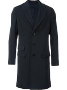 Neil Barrett Classic Single Breasted Coat, Men's, Size: 52, Blue, Polyester/polyurethane/viscose