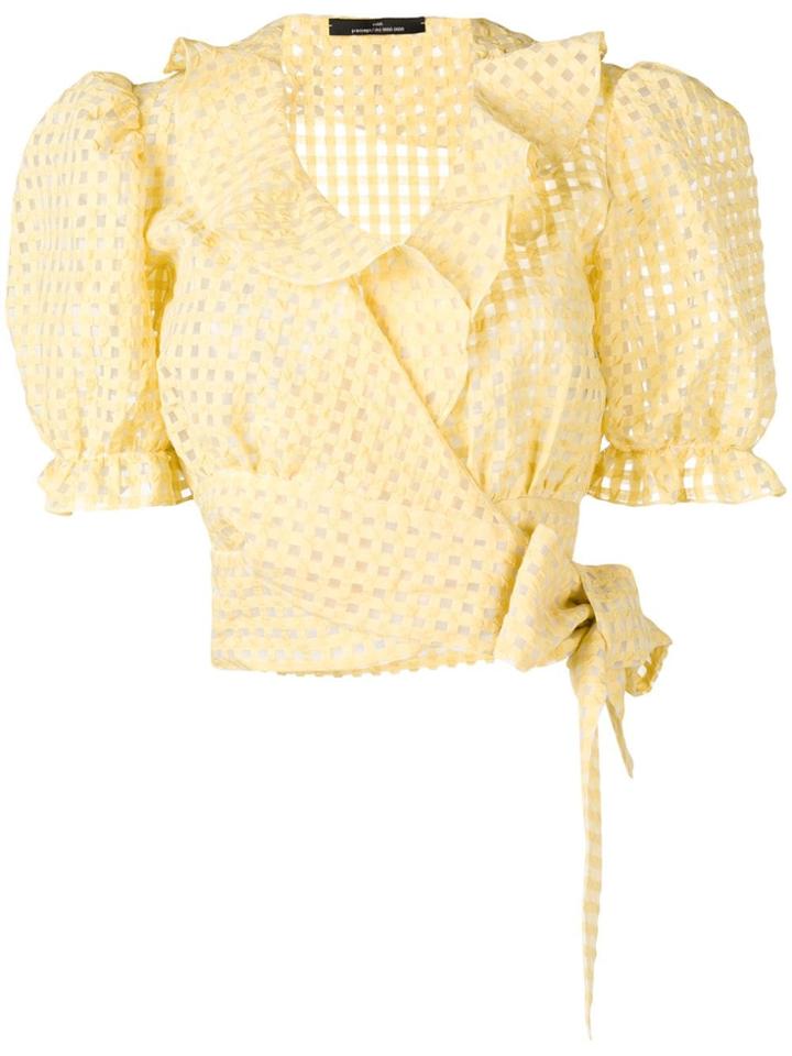 Rokh Gingham Print Blouse - Yellow