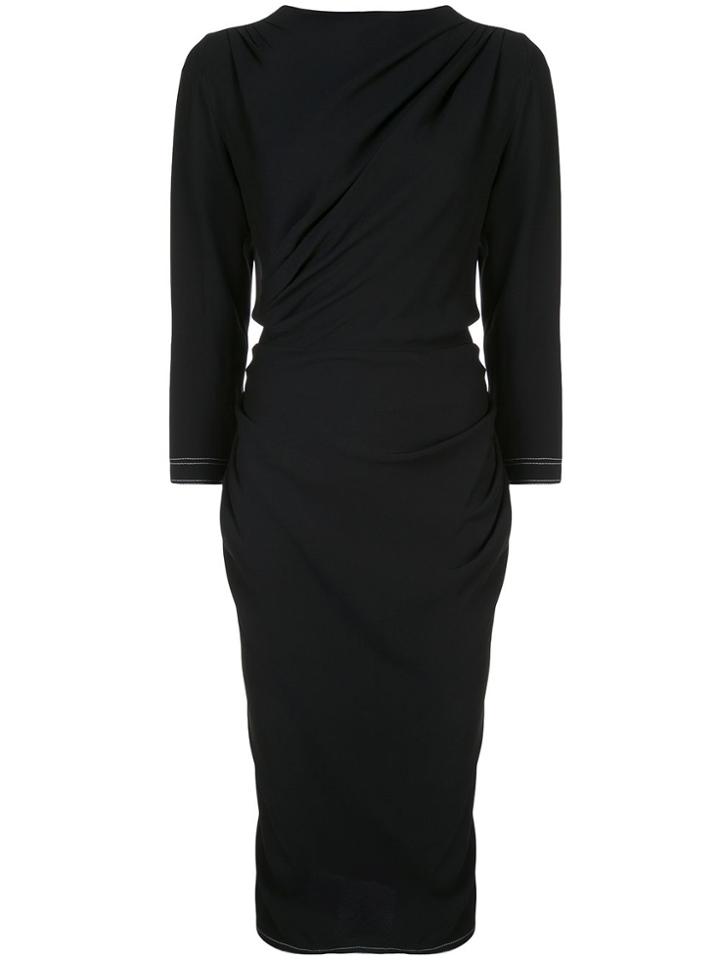 Marni Gathered Front Midi Dress - Black