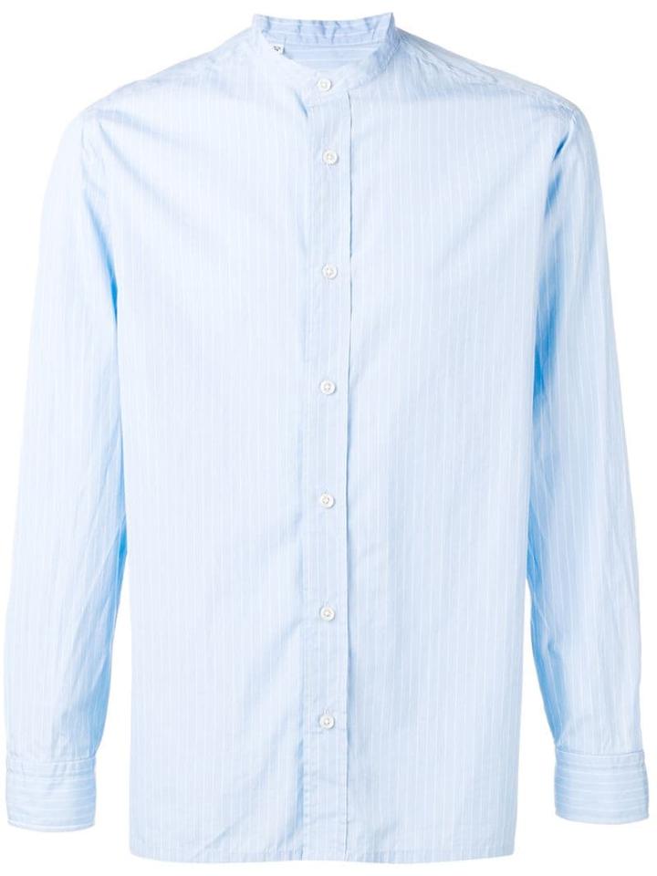 Salvatore Piccolo Striped Mandarin Collar Shirt - Blue