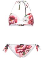 Dolce & Gabbana Floral-printed Triangle Bikini Set - White