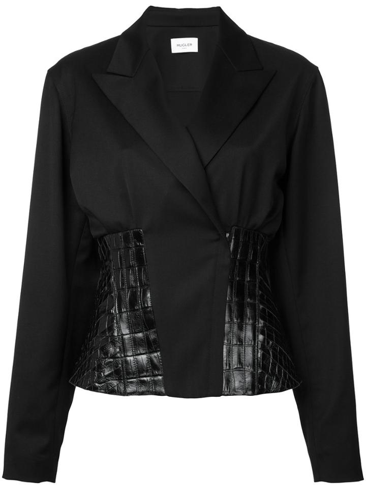 Mugler Leather Insert Blazer - Black