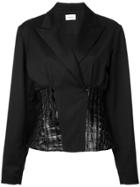 Mugler Leather Insert Blazer - Black