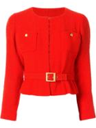 Chanel Pre-owned 1996 Belted Tweed Jacket - Orange