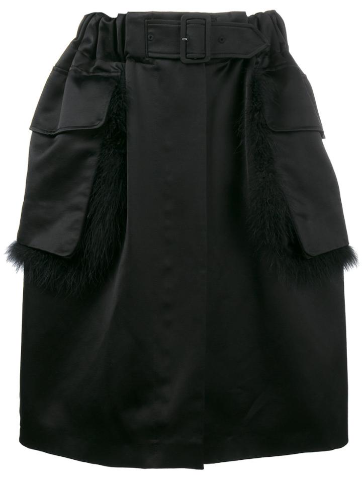 Simone Rocha Fur Trimmed Knee-length Skirt - Black
