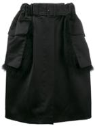 Simone Rocha Fur Trimmed Knee-length Skirt - Black