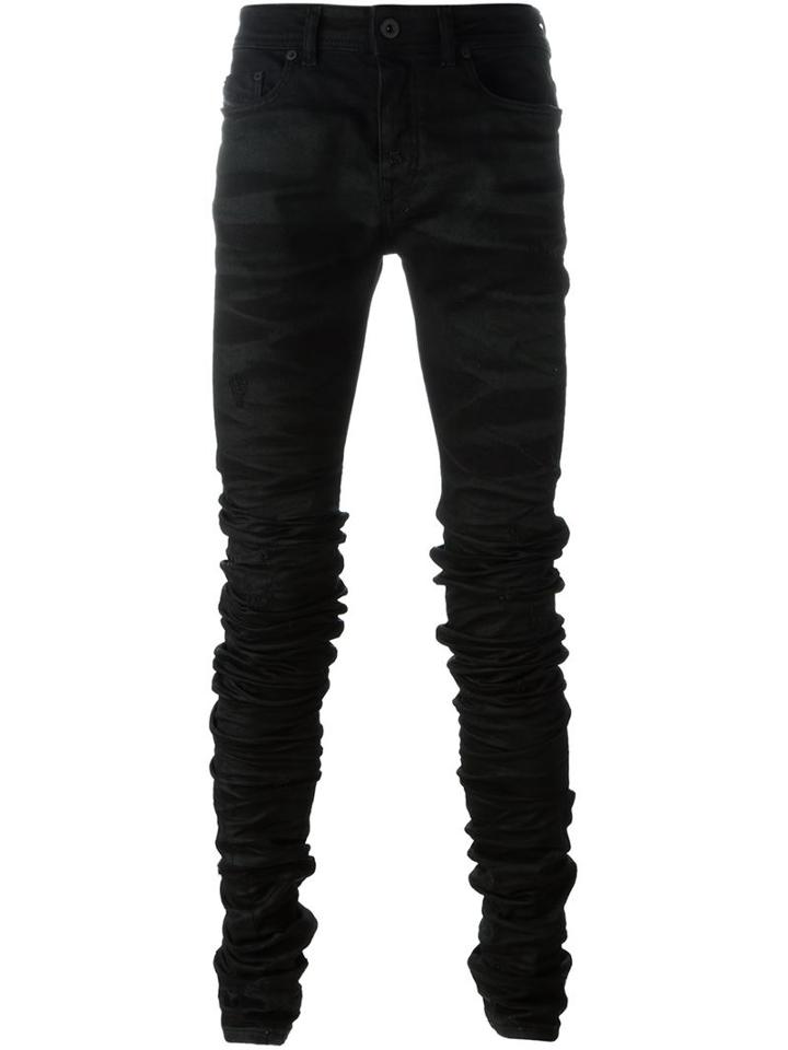 Diesel Black Gold Distressed Skinny Jeans, Men's, Size: 30, Cotton/spandex/elastane