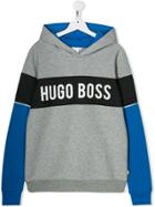 Boss Kids Logo Colour Block Hoodie - Grey