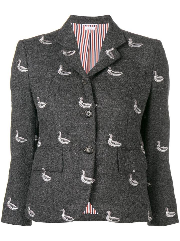 Thom Browne Duck Embroidered Classic Sport Coat - Grey