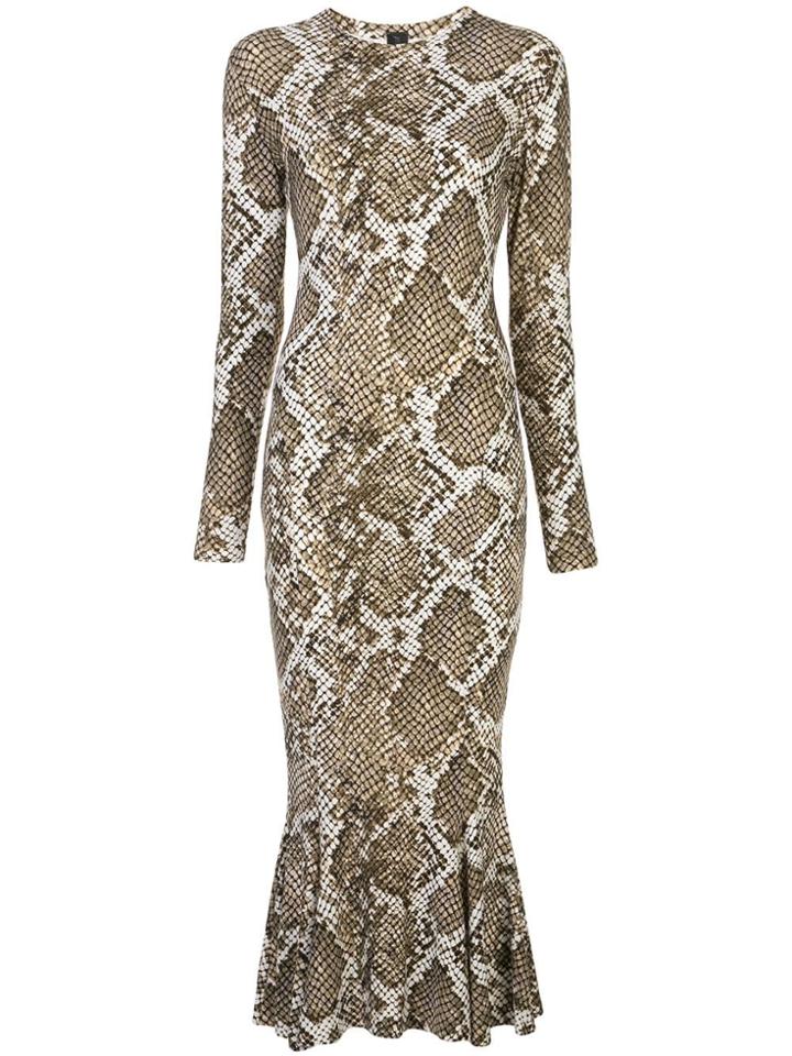 Norma Kamali Scale Python Fishtail Dress - White