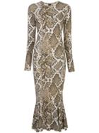 Norma Kamali Scale Python Fishtail Dress - White