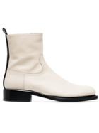 Ann Demeulemeester Side Zip Fastening Leather Ankle Boots - White