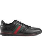 Gucci Leather Sneakers With Web - Black