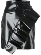 Msgm Ruffled Mini Skirt, Women's, Size: 42, Black, Polyester/polyurethane