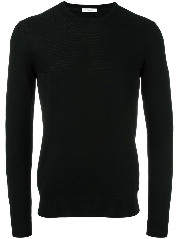 Paolo Pecora Round Neck Jumper, Men's, Size: Small, Black, Virgin Wool/polyamide