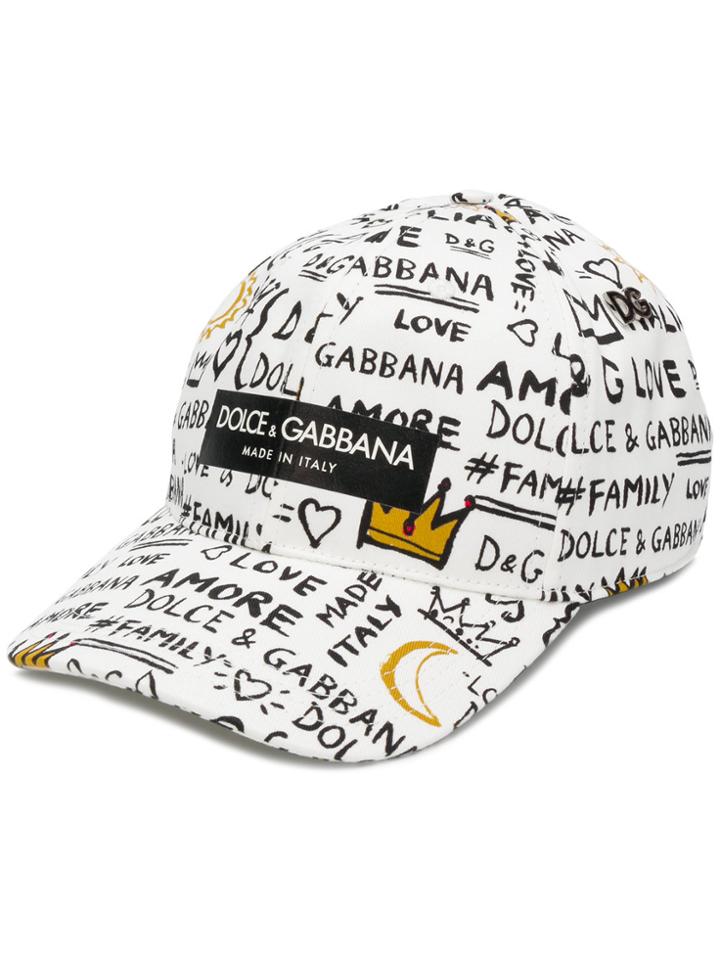 Dolce & Gabbana Graffiti Print Baseball Cap - White