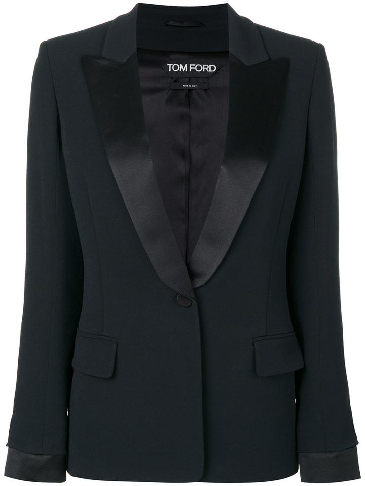 Tom Ford - Pointed Lapels Cocktail Blazer - Women - Silk/spandex/elastane/acetate/viscose - 44, Black, Silk/spandex/elastane/acetate/viscose