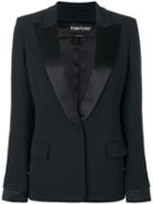 Tom Ford - Pointed Lapels Cocktail Blazer - Women - Silk/spandex/elastane/acetate/viscose - 44, Black, Silk/spandex/elastane/acetate/viscose