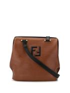 Fendi Pre-owned Textured Logo Shoulder Bag - Brown