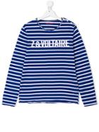 Zadig & Voltaire Kids Logo Striped Top - Blue