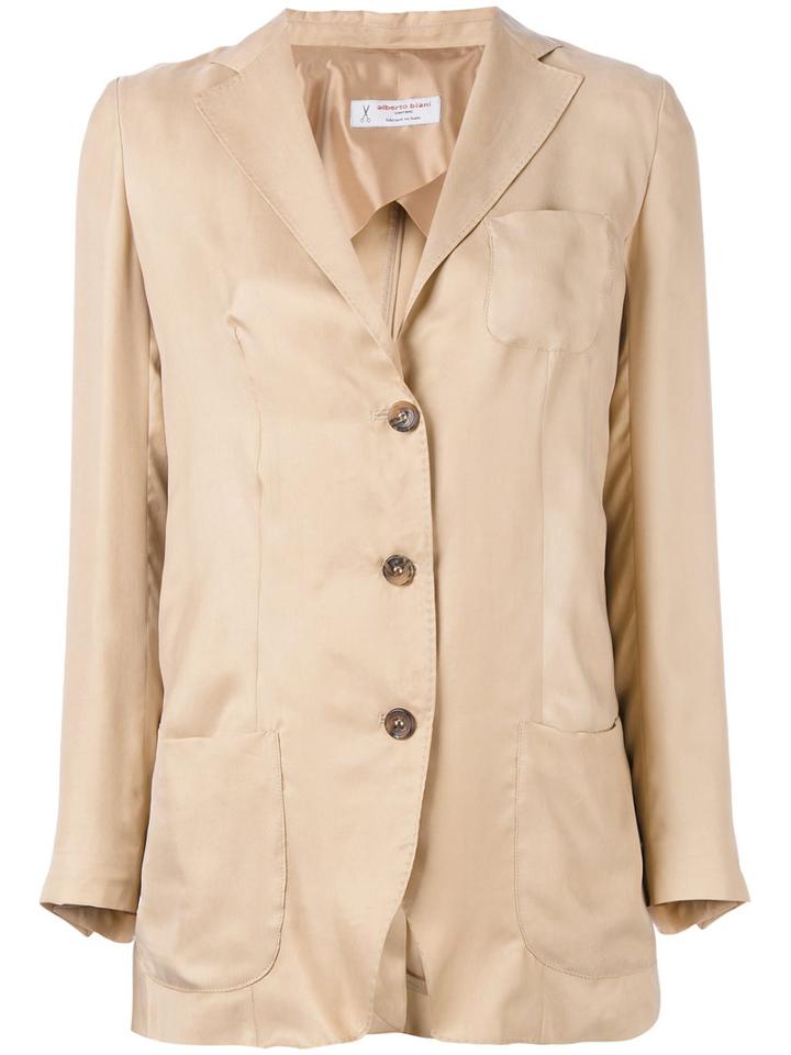 Alberto Biani - Classic Blazer - Women - Acetate/cupro/viscose - 44, Nude/neutrals, Acetate/cupro/viscose