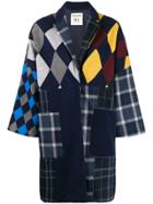 Semicouture Oversized Patchwork Coat - Blue