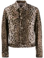 Versace Leopard Print Single Breasted Jacket - Brown