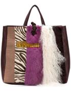 Liska Mink Fur And Lamb Fur Tote - Pink