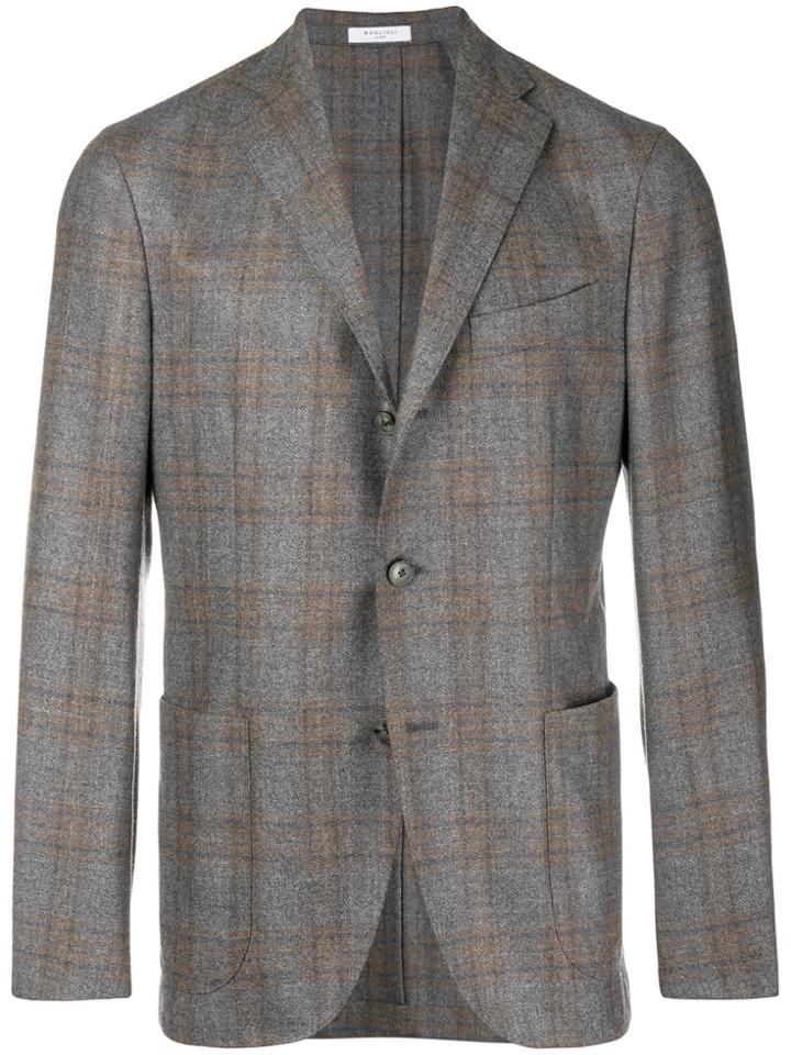 Boglioli Checked Button Blazer - Grey
