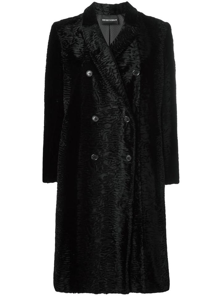 Emporio Armani Single Breasted Coat, Women's, Size: 44, Black, Acetate/polyester/cotton