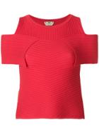 Fendi Cold-shoulder Ribbed Top - Pink & Purple