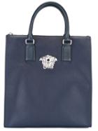 Versace Palazzo Tote Bag, Men's, Blue, Cotton/polyurethane/pvc