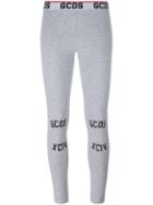 Gcds Logo Print Leggings, Women's, Size: Xs, Grey, Cotton/polyester/spandex/elastane