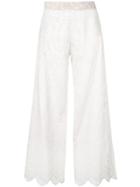 Marchesa Sheer Embroidered Trousers - White