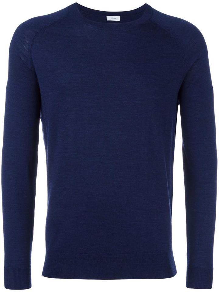 Closed Crew Neck Jumper, Men's, Size: Medium, Blue, Virgin Wool