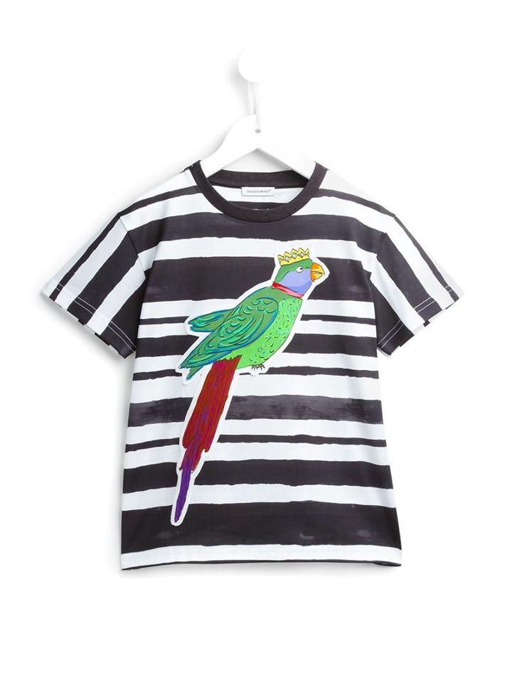 Dolce & Gabbana Kids Parrot Patch Striped T-shirt