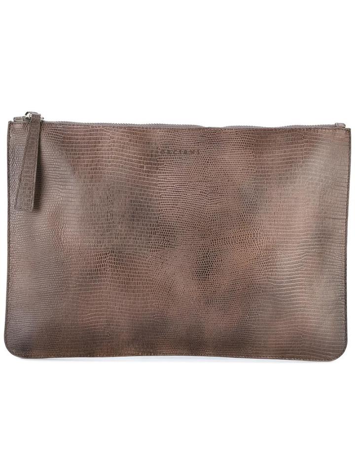 Orciani Zipped Clutch, Men's, Brown, Leather
