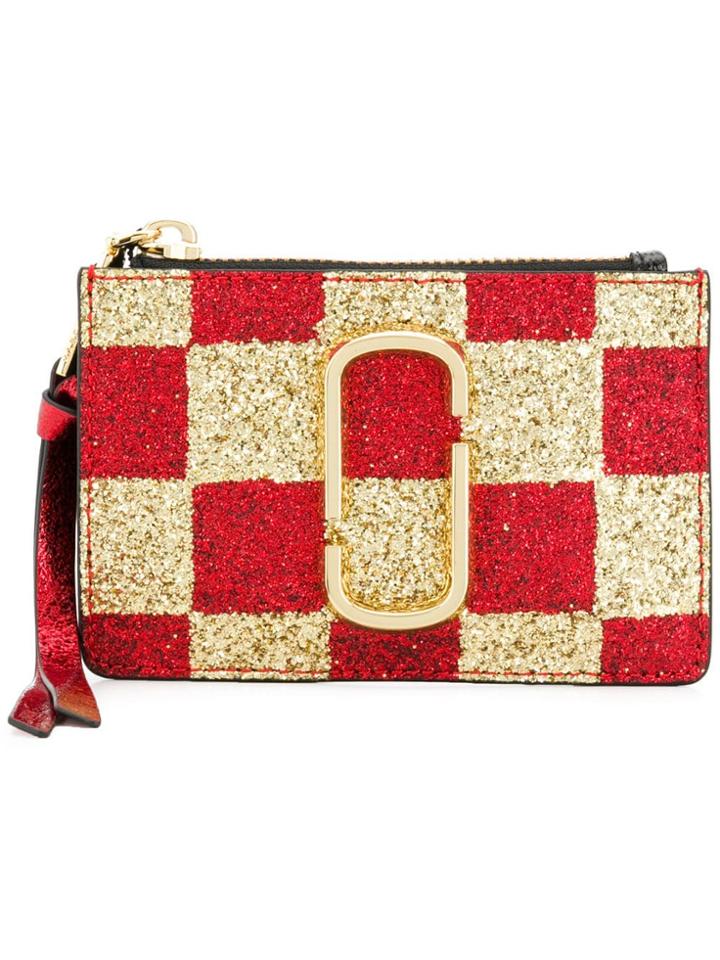 Marc Jacobs Glitter Checkered Zip Purse - Gold