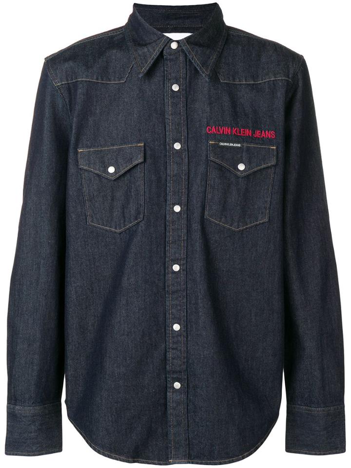 Calvin Klein Jeans Logo Denim Shirt - Blue