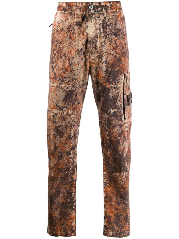 Stone Island Paintball-print Cargo Trousers - Brown