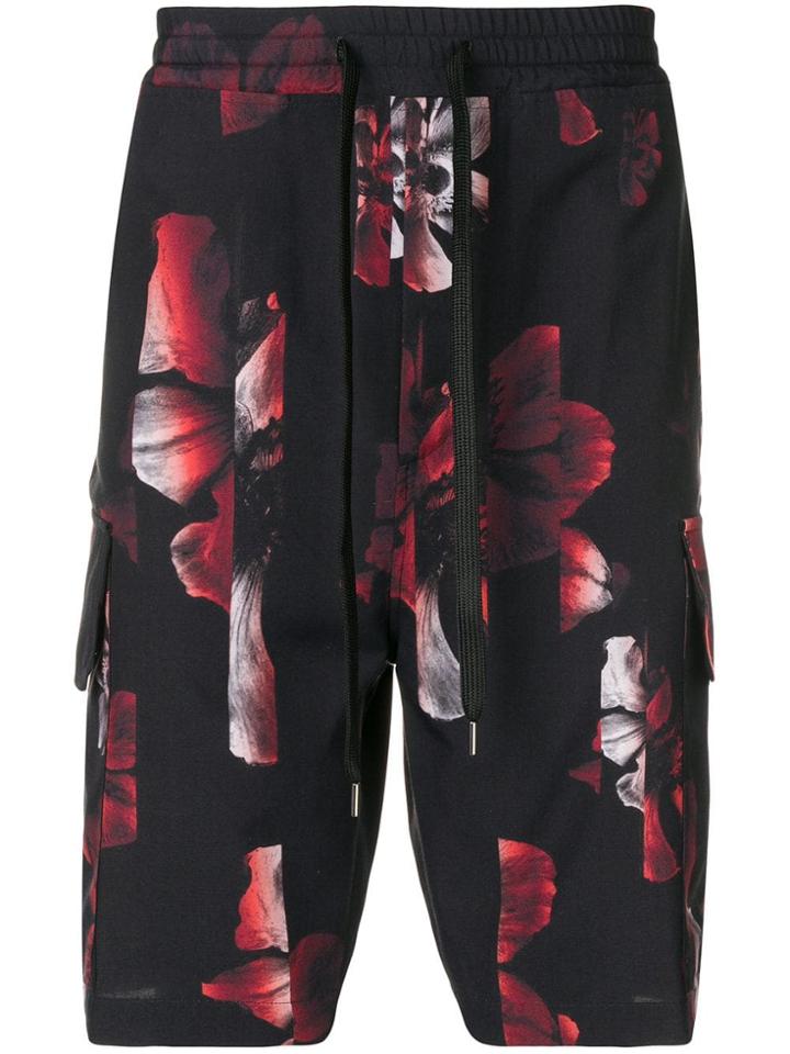 Neil Barrett Floral Print Bermuda Shorts - Black