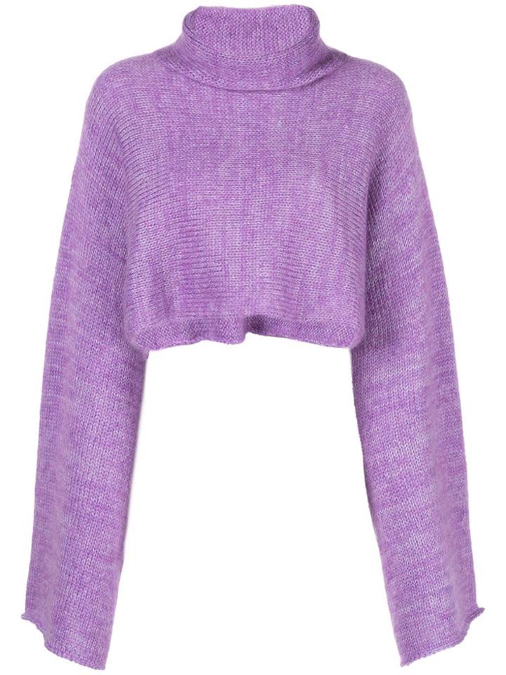 Sally Lapointe Cropped Bell-sleeves Jumper - Purple