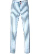 Kiton Striped Trousers, Men's, Size: 31, Blue, Linen/flax