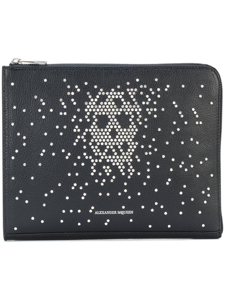 Alexander Mcqueen Small Zip Studded Skull Clutch - Black